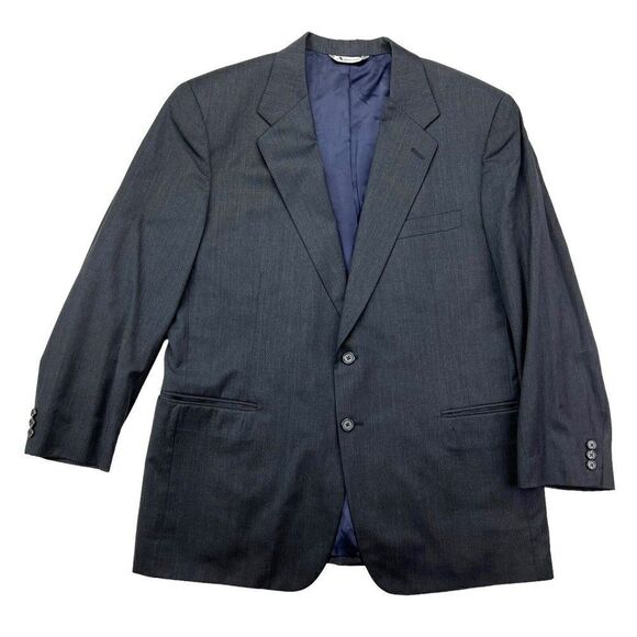 Aquascutum Of London Charcoal Solid Gray 2 Button Men's Blazer 46R - Picture 1 of 11